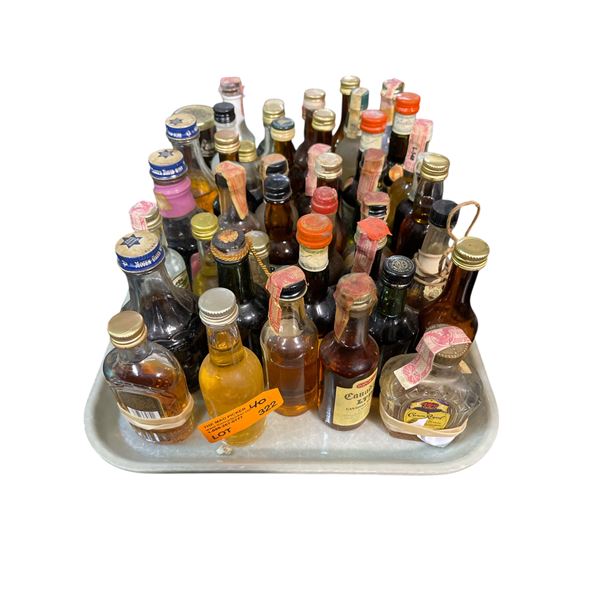 40 Vintage Glass Mini Liquor Bottles - Approx. 70% Retain Partial Contents
