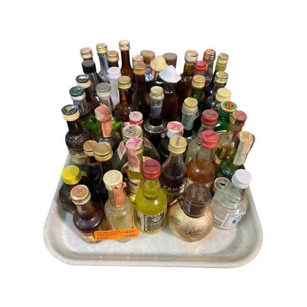 40 Vintage Glass Mini Liquor Bottles - Approx. 70% Retain Partial Contents