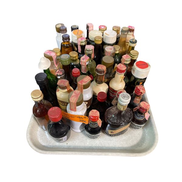 40+ Vintage Glass Mini Liquor Bottles - Approx. 70% Retain Partial Contents
