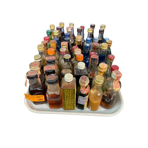 40+ Vintage Glass Mini Liquor Bottles - Approx. 70% Retain Partial Contents