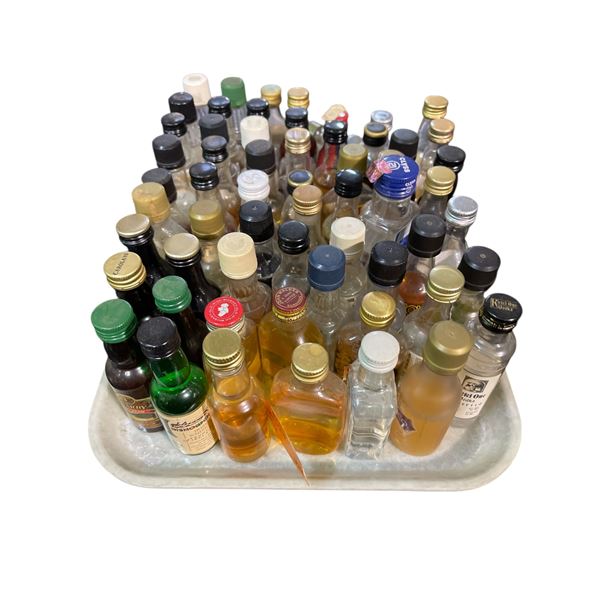 40+ Vintage Mini Liquor Plastic Bottles - Approx. 70% Retain Partial Low Contents