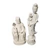 Image 1 : 2 White Porcelain Statues - Guanyin (Goddess of Mercy - H14") & Shou Lao (God of Longevity - H10")