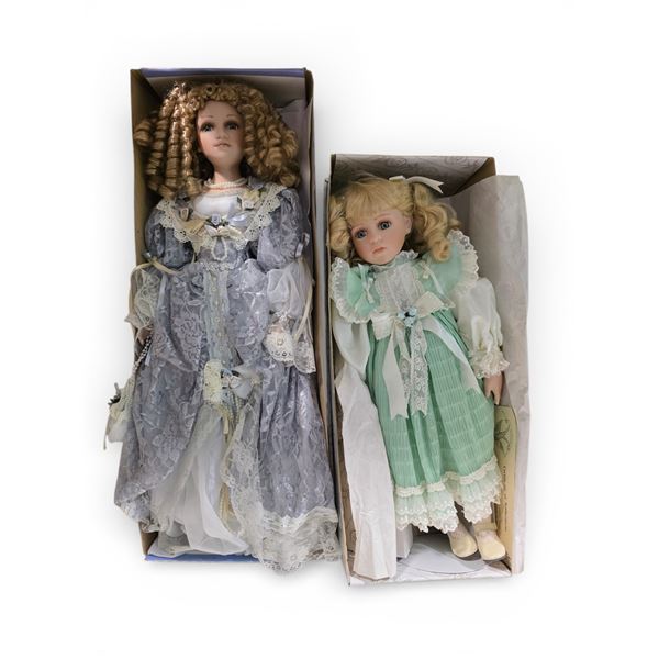 2 Porcelain Dolls - Kingstate The Prestige Collection Lorraine (H22") and Cathay Collection Martha (