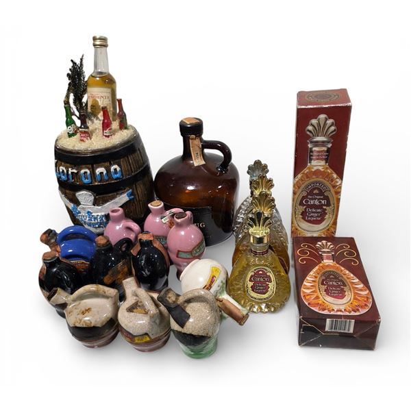 16 Assorted Vintage Miniature Liquor Bottles & Decanters - Several With Low Remaining Contents