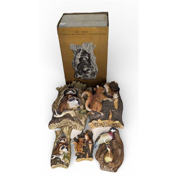 1980s Ski Country Golden Colorado Decanters - 2 Full Size and 3 Mini - Empty