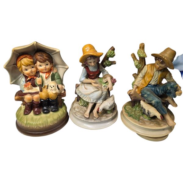3 Vintage Fred Roberts Co. Ceramic Musical Figurines