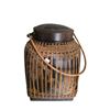 Image 3 : Southeast Asian Vintage Bamboo Lidded Rice Basket, Approx. H25" x 16" and Large Wide Brass Table Lam
