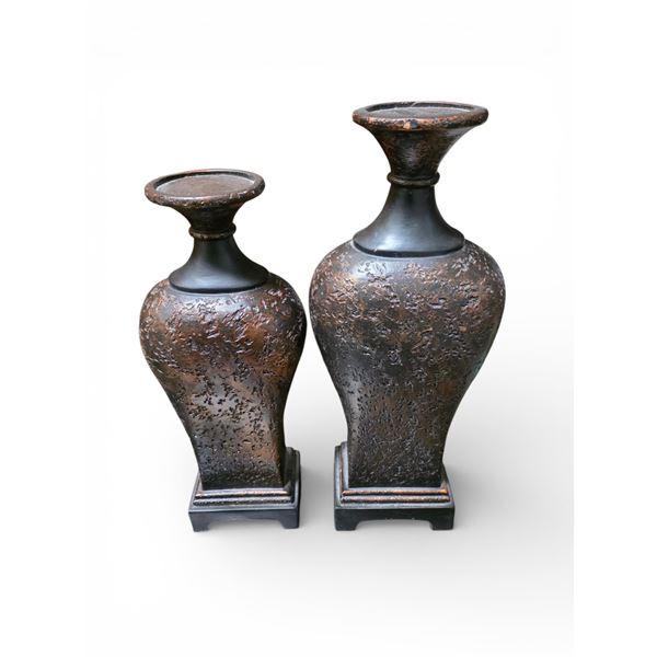 Pair of Decorative Vase-Style Candle Holders, H15.5" and H18"