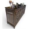 Image 2 : Chinese Hardwood Craved Sideboard with Glass Top, Approx. H34" x W72" x D19"