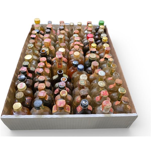 60+ Rare Vintage Glass Mini Liquor Bottles - Partially Retain Contents