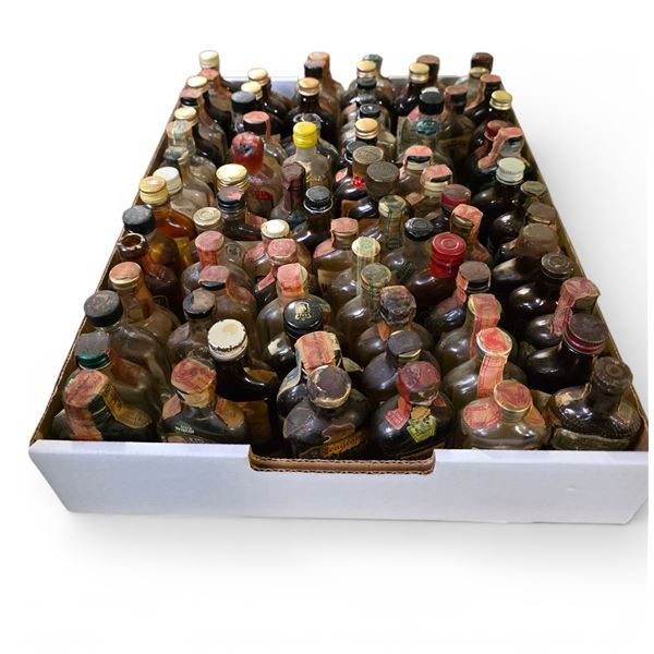 80+ Rare Vintage Glass Mini Liquor Bottles - Several With Low Remaining Contents