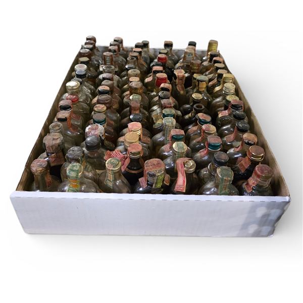 80+ Rare Vintage Glass Mini Liquor Bottles - Approx. 60% Retain Partial Contents