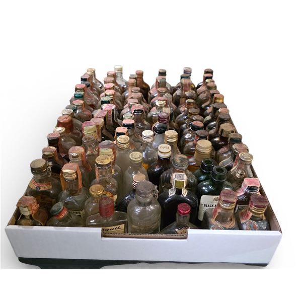 80+ Rare Vintage Glass Mini Liquor Bottles - Several With Remaining Contents