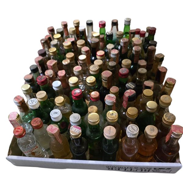 80+ Vintage Glass Mini Liquor Bottles - Approx. 60% Retain Partial Contents