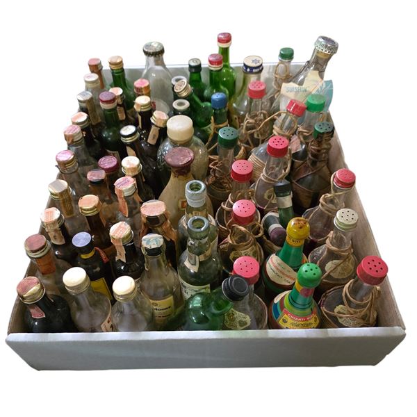 60+ Vintage Glass Mini Liquor Bottles - Empty