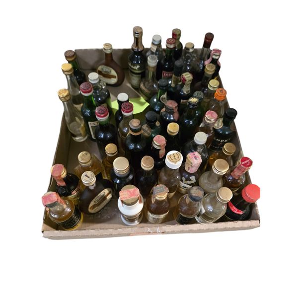 40 Rare Vintage Glass Mini Liquor Bottles - Several With Remaining Contents