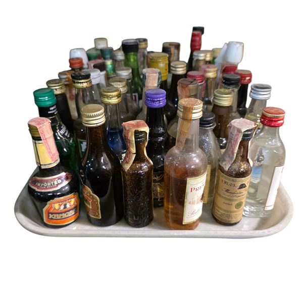 40+ Vintage Glass Mini Liquor Bottles - Approx. 50% Retain Partial Contents