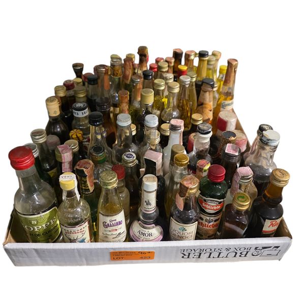 90+ Vintage Glass Mini Liquor Bottles - Approx. 50% Retain Partial Contents