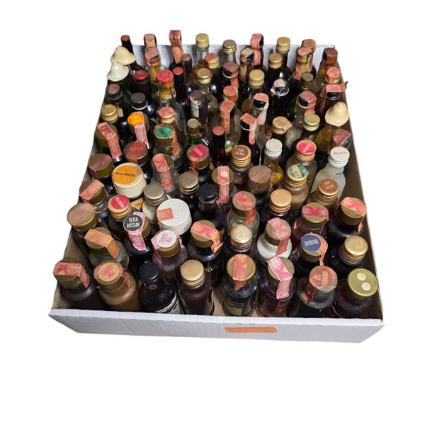 80+ Vintage Glass Mini Liquor Bottles - Approx. 50% Retain Partial Contents