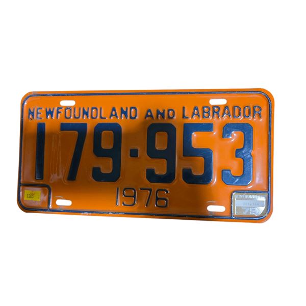 1976 Newfoundland & Labrador Single License Plate 179-953