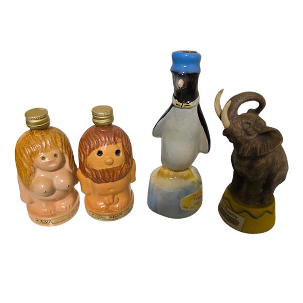 4 Assorted Liquor Mini Bottles - Eva and Adan are sealed and full