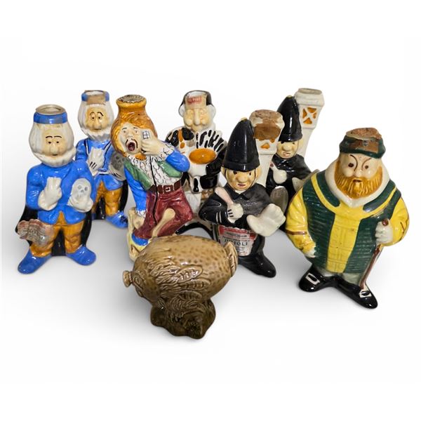 8 Vintage English and Italian Liquor Mini Bottles - Empty