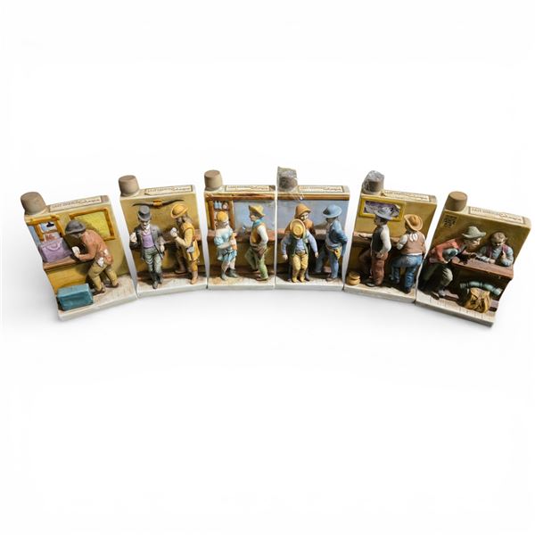 6 Vintage Japanese 5" Liquor Decanters - 2 have contents