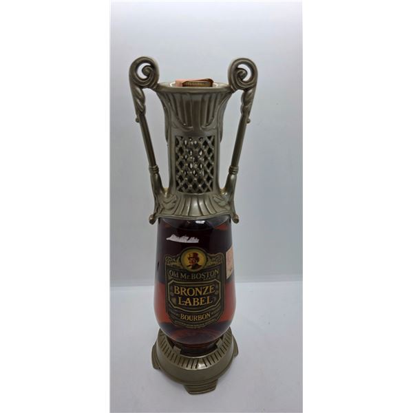Old Mr. Boston Bronze Label Bourbon - 4/5 Quart in Vase Decanter - Full