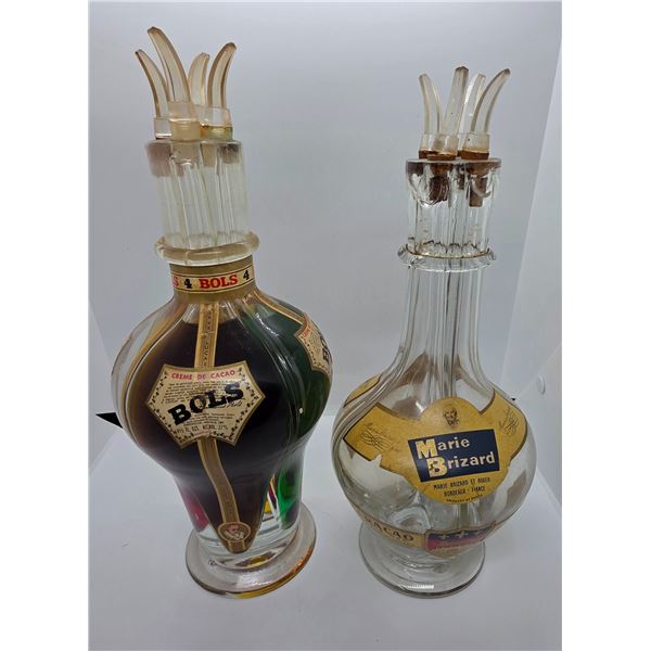 Vintage BOLS & Marie Brizard 4 Spout Liqueur Dispenser Bottles (750ml) - Marie Brizard is empty and 