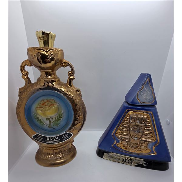 Jim Beam 1978 Yellow Rose of Texas & Rare 1970 Indiana Masonic 750ml Decanter - Both are empty