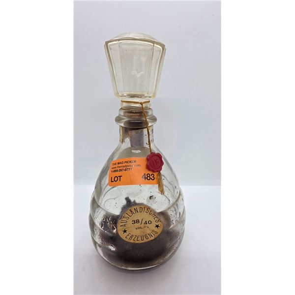 Vintage Birnenbranntwein Glass Pinch Liquor Bottle - Almost empty