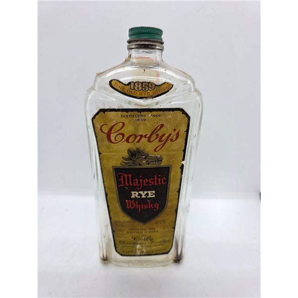Vintage Corby's Canada Rye Whiskey Bottle - 25 Oz. - Empty