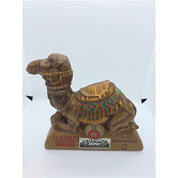 1976  Old Mr. Boston Shriners Camel 4/5 Quart Bourbon Decanter - Almost Empty