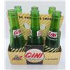 Image 1 : Vintage Six Pack Pure Spring Carrying Case with 6 Empty Green Glass Gini Bottles - Canadian Product