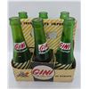 Image 2 : Vintage Six Pack Pure Spring Carrying Case with 6 Empty Green Glass Gini Bottles - Canadian Product