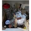 Image 3 : 2 Boxes and 1 Tin of Vintage Glass Bottles and Household Goods