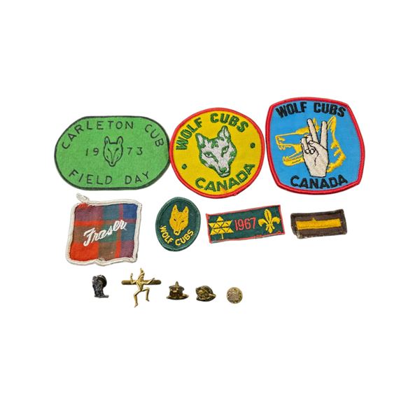 12 Vintage Vintage Wolf Cubs / Cub Scout Patches & Metal Pins