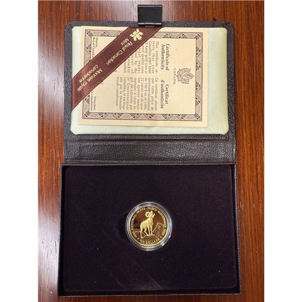 Canadian 1985 National Parks Century $100 Gold Coin - 22 Karat Gold (91.6%) w/ COA