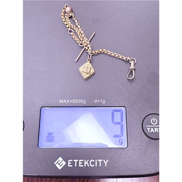 14k Karat Gold Watch Head w/10K Band Fob (75% Gold) - 9g Weight