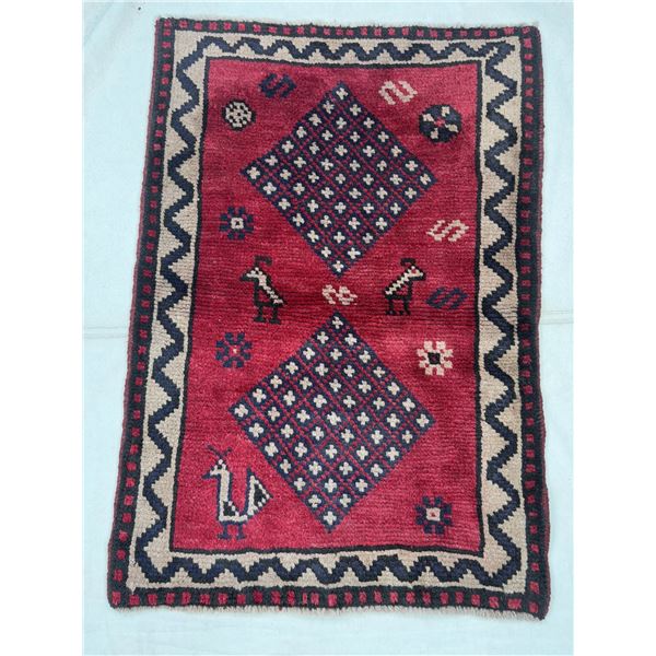 Shiraz geometric map Fluffy, wool root (SizeÂ 4'x2.8' ft 120 x 80 cm) 100% Authentic Hand Knotted Wo