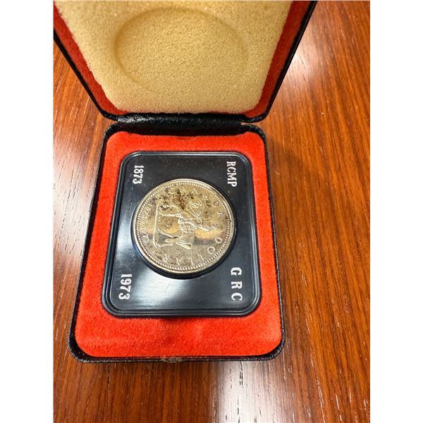 Canadian 1973 Centennial RCMP GRC Silver Dollar - 50% Silver - 23g Weight
