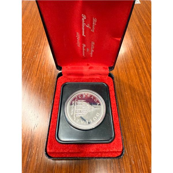 Canadian 1976 Centennial Library of Parliament Silver Dollar - 50% Silver / 50% Copper - 23g Weight