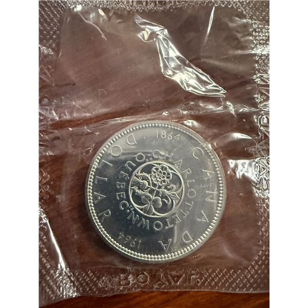 Uncirculated - 1964 Charlettetown Quebec 1964 Centennial Silver Dollar - 0.80 Silver Content - 24g W