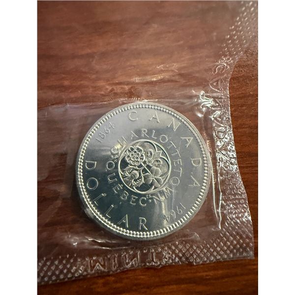 Uncirculated - 1964 Charlettetown Quebec 1964 Centennial Silver Dollar - 0.80 Silver Content - 24g W