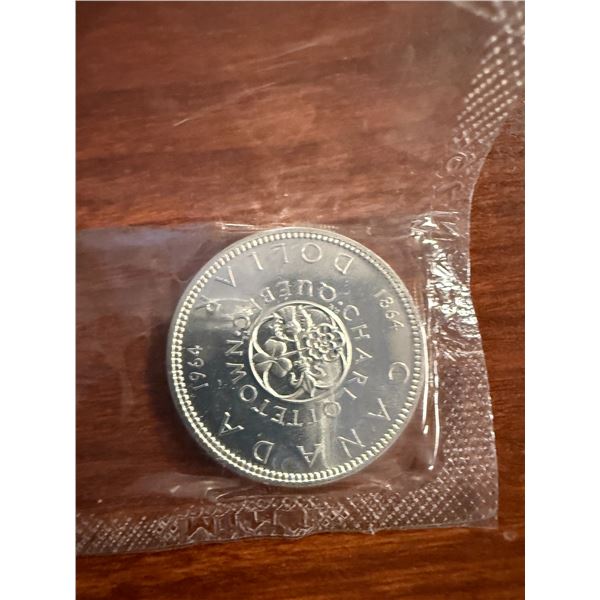 Uncirculated - 1964 Charlettetown Quebec 1964 Centennial Silver Dollar - 0.80 Silver Content - 24g W