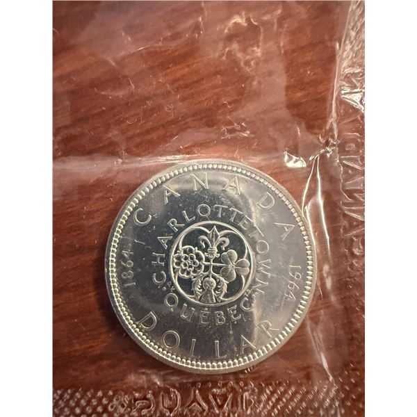 Uncirculated - 1964 Charlettetown Quebec 1964 Centennial Silver Dollar - 0.80 Silver Content - 24g W