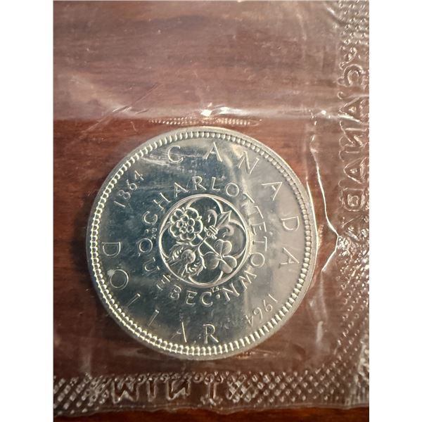 Uncirculated - 1964 Charlettetown Quebec 1964 Centennial Silver Dollar - 0.80 Silver Content - 24g W