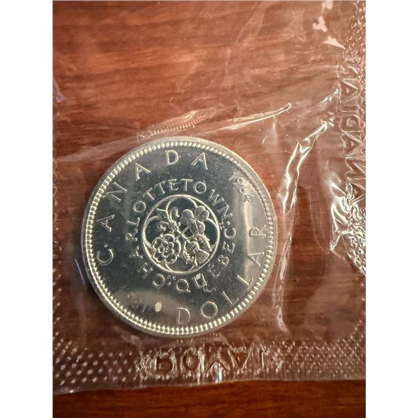 Uncirculated - 1964 Charlettetown Quebec 1964 Centennial Silver Dollar - 0.80 Silver Content - 24g W