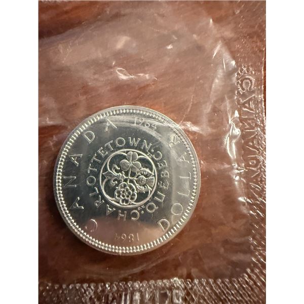Uncirculated - 1964 Charlettetown Quebec 1964 Centennial Silver Dollar - 0.80 Silver Content - 24g W