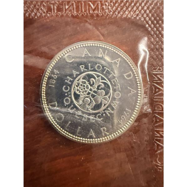 Uncirculated - 1964 Charlettetown Quebec 1964 Centennial Silver Dollar - 0.80 Silver Content - 24g W